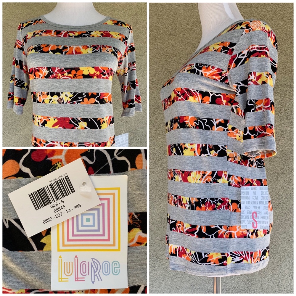 🔥5/$20🔥 LulaRoe Heather Grey Tee Floral